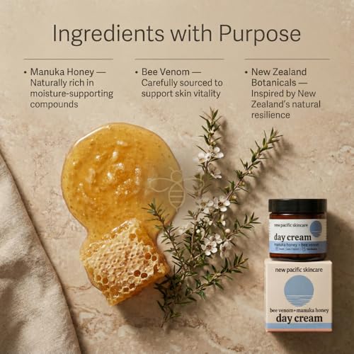 Bee Venom & Manuka Honey 45+ MGO Day Cream - Firming, Anti-Wrinkle Face Moisturizer with Hyaluronic Acid & Vitamin C, 2oz | 2.5-month supply
