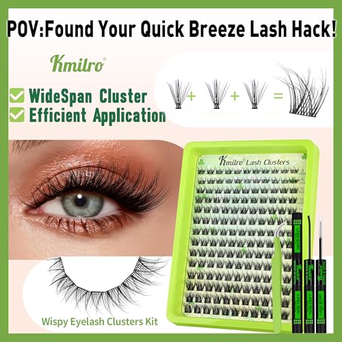 Aura Lash Clusters Kit 8-14mm Spider Eyelash Cluster Breeze Short C Curly Wispy Individual Lashes Super Soft&Thin Band Natural Daily Beginner-Friendly DIY Lash Extensions 154pcs Venus False Eyelashes