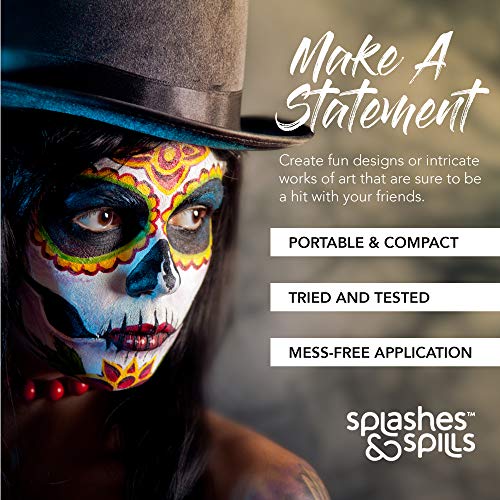 Water Activated SFX Face and Body Paint - Black Face Paint, Special Effects Makeup 18g Cake Tub - Pretend Costume and Dress Up Makeup - Great For Halloween Party and Cosplay by Splashes & Spills