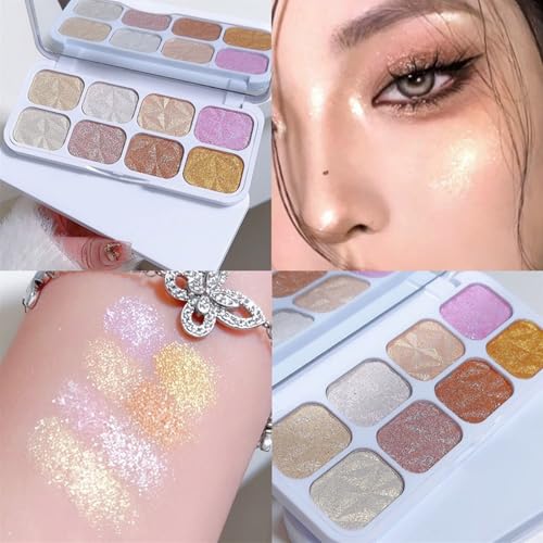 8 Colors Highlighters Makeup Palette For Face Highlighters & Luminizers Profesional Gold Highlighter Cheek Diamond Shimmer Glitter Contour Bronzer And Eyeshadow Palette