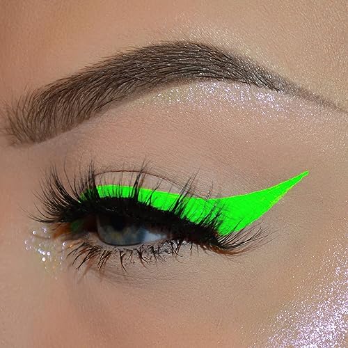 Neon Liquid Eyeliner Pen, Waterproof Smudge-proof Pigmented Eye Liner, Glow Brightly Under UV Lights, Colorful Eye Makeup For Rave Party Music Festival, Neon Green