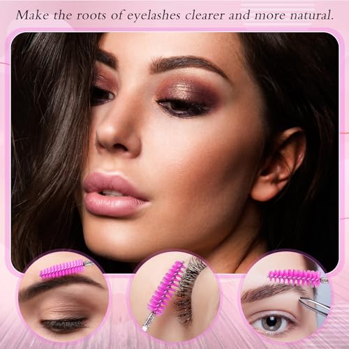 Skylety 1000 Pcs Disposable Mascara Wands Bulk Mascara Eyelash Brush Makeup Applicator Eyelash Wands for Eye Lash Extension, Eyebrow Comb, 3.9 x 0.2 x 0.3 Inch (Purplish Red)