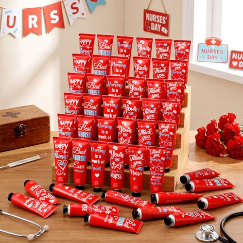 Leelosp 48 Pcs Nurse Hand Cream Nurse Week Gift for Women Nursing Appreciation Gifts Mini Hand Lotion Bulk Travel Size Moisturizing for Nursing Student Medical Assistant CNA Week, 6 Plant Fragrance