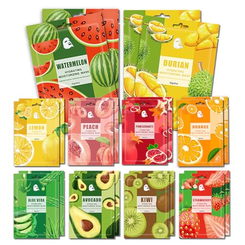 Face Masks Skincare,Hydrating Sheet Masks,Collagen Night Wrapping Mask,Facial Mask for Men&Women,with Collagen Essence and Fruit Extracts,Nourishing and Moisturizing for All Skin Types 20 Pack B12