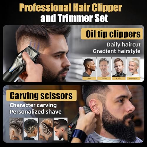 KIKIDO Professional Hair Clippers for Men,USB Rechargeable Hair Trimmer,Men's Grooming Kit for Hair, Face, Beard, for Barbers Shop & Home Use