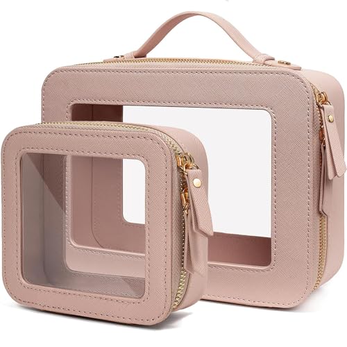 Clear Makeup Bag Small, TSA Approved Portable Toiletry Bag with Zipper Cosmetic Travel Bag Makeup Organizer Case Mini Makeup Pouch for Purse Car Organizer Bag for Women Men