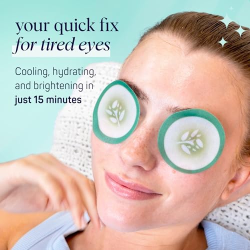 SpaLife Cooling Cucumber Eye Pads | Korean Dark Circles & Puffy Eyes Treatment | Nourishing Cucumber Eye Pads | Eye Mask for Puffy Eyes Daily Depuffing Eye Patches | 48 Count