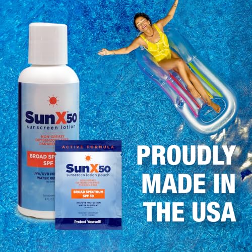 CoreTex Sun X 50 SPF Broad Spectrum Sunscreen Packets - Pack of 100 Paraben, Oxybenzone, Octinoxate, & Oil Free Sunscreen - No White Cast and Water Resistant Up to 80 Minutes