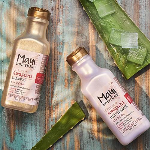 Maui Moisture Shine + Awapuhi Moisturizing Vegan Conditioner with Oils for Shiny Hair Silicone & SulfateFree Surfactant Aloe Conditioner to Hydrate Detangle Hair, Coconut, 13 Fl Oz