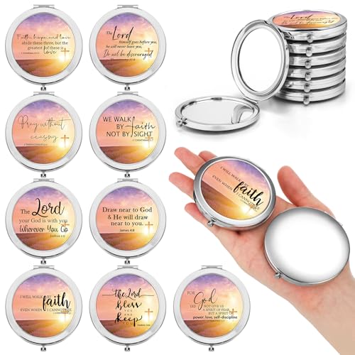 RattanView 18 Pcs Christian Gifts for Women Bible Verse Compact Mirrors Religious Gifts Inspirational Pocket Mirror for Mother Women Friends