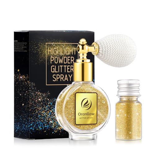 Gold Body Glitter Spray - Holographic Shimmer Spray Powder Sparkle for Hair and Body, Face, Clothes, Nail Art Crafts Design, Halloween and Easter Festival Makeup