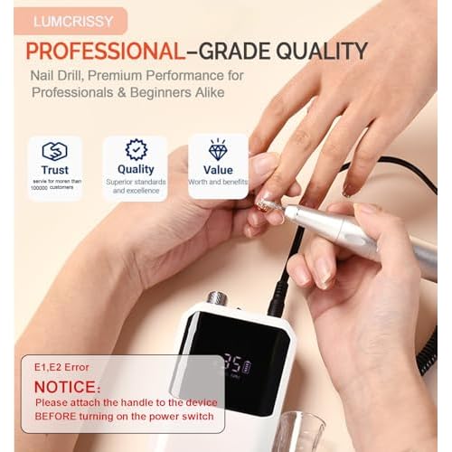 Electric Nail Drill,Professional Nail Drill 35000 RPM - Cordless Electric Nail File ,Portable Nail Efile for Acrylic Gel Nails, Manicure Pedicure Polishing Shape Tools for Salon Home Use