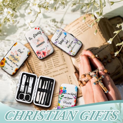 20 Sets Christian Gifts Bulk for Women Scripture Manicure Set Nail Clippers Bulk Valentine's Galentines Day Gifts Church Religious Party Favors Christian Stuff Bible Verse Group Favors for Women Men
