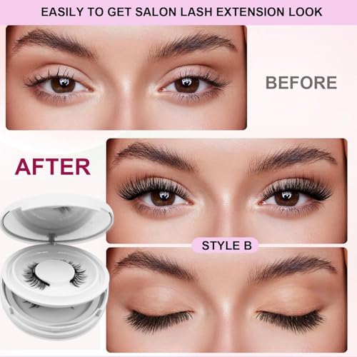 Eloria Magnetic Lashes with Applicator, 2026 New Upgrade Reusable Hunnyfit Magnetic Eyelashes Natural Look, Wispy False Lashes Kit, No Glue Needed Easy to Wear and Remove (Camellia+Natural+Iris)