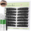 Fluffy Lash Clusters Kit 80P Volume Lash Extension Kit Individual Left/Right Cluster Eyelash Extension Kit D Curl Thick Left/Right Lash Clusters Lash Bond and Seal and Lash Tweezers(7-18mm)