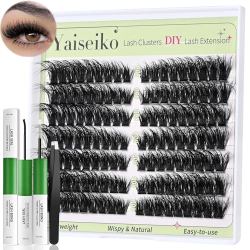 Fluffy Lash Clusters Kit 80P Volume Lash Extension Kit Individual Left/Right Cluster Eyelash Extension Kit D Curl Thick Left/Right Lash Clusters Lash Bond and Seal and Lash Tweezers(7-18mm)