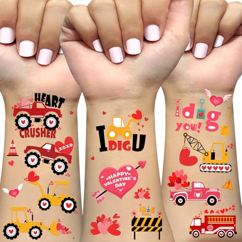 Valentine's Day Temporary Tattoos 152 Count - Heart Stickers for Classroom Party Favors, Pink Valentine Gifts Exchange, Teacher Rewards Supplies (Candy Hearts Design)
