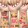 Valentine's Day Temporary Tattoos 152 Count - Heart Stickers for Classroom Party Favors, Pink Valentine Gifts Exchange, Teacher Rewards Supplies (Candy Hearts Design)