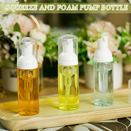 70 Pcs 2 oz Plastic Foam Soap Dispensers Refillable Lash Shampoo Bottles with Pump Mini Eyelash Cleaning Foam Bottle Dispenser for Refillable Travel Cosmetics (Transparent)