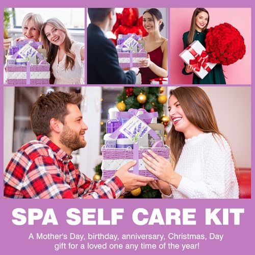 20 Pcs Spa Gifts for Women, Lavender Bath and Body Gift Basket, Spa Gifts for Women Bath and Body Care Set, Relaxing Bath Sets for Mom, Spa Kit, Birthday, Christmas, Mother Day, Anniversary