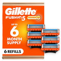 Gillette Fusion5 Power Razor Refills for Men, 6 Razor Cartridges, Larger Lubrication Strip, Precision Trimmer, 5-Blade Razor Blades for Close Shave, Holiday Gifts for Men