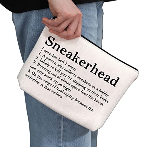 G2TUP Shoes Lover Gift Sneakerhead Definition Makeup Bag Snkr Fan Cosmetic Bag Sneaker Gift Shoes Fan Zipper Travel Pouch (Sneakerhead Definition White Bag)