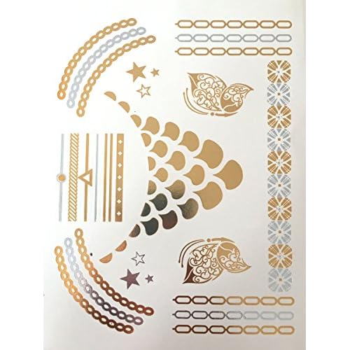 10 Sheets Modern Boho Metallic Tattoos Flash Gold/Silver Ultimate Collection