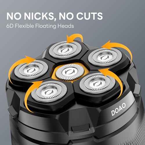 Head Shaver for Bald Men£¬DOAO Waterproof Wet Dry Bald Head Shavers, 6D LED Display Electric Rechargeable Head Shaving Kit with Type-C Charge