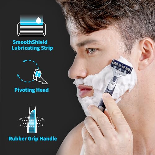 DORCO Pace Pro 4 Disposable Razors, 9 pack - Long Lasting 4 Blade Technology with a Precision Trimmer, Safety Guard Bar, Pivoting Head and Non-Slip Rubber Handle (9 Razors)