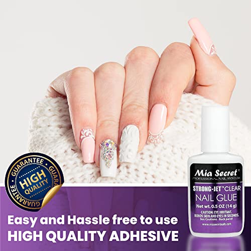 Mia Secret Strong-Jet Brush On Clear Nail Glue 335 - Ideal to adhere Crystals Over Any Acrylic and Gel Surface