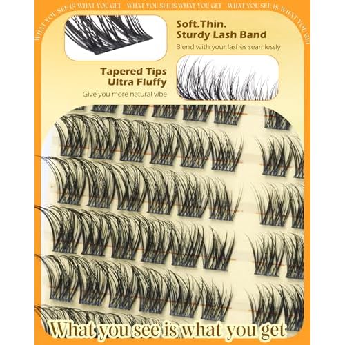 Natutal Lash Clusters Wispy Lashes Clusters Cat Eye Cluster Eyelash Extensions Natural Look 10-16MM Pre-Lash Map Individual Lashes Eyelash Clusters by JIMIRE