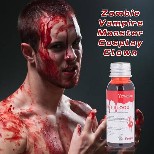 Liquid Latex Scar Wax SFX Makeup Kit with 6 Color Bruise Wheel Face Body Paint+Fake Blood Splatter Spray+Squirt Blood+Coagulated Blood Gel+Spatula Sponges for Halloween Fake Scars Wounds Burns