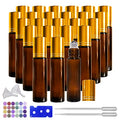 24 Pack Essential Oil Roller Bottles, 10ml Amber Glass Roll-on Bottles with Stainless Steel Roller Balls and Gold Cap
