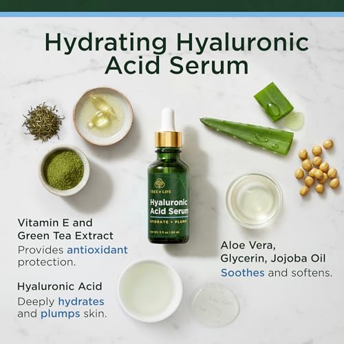Tree of Life Beauty Hyaluronic Acid Serum, Skin Brightening Face Oil for Dark and Age Spots, Facial Serums for Dry and Sensitive Skin Care with Vitamin E for Soft Smooth Skin, 2 Fl Oz (Pack of 3)