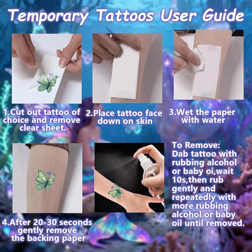Glitter Temporary Tattoos for Girls - 180 Individually Sheets Mermaid Butterfly Unicorn Tattoo Stickers for Kids, Waterproof Fake Tattoos for Birthday Party Favors Goodie Bags Stuffers Party Fillers
