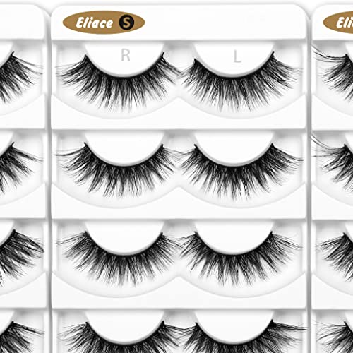 Eliace False Eyelashes Natural look Cat Eye Lashes Wispy Strips,15 Pairs, 3D Mink Lashes Fake Eyelashes Volume Fluffy Thin Soft Band Comfortable Long Thick Dramatic Cross Eyelash Reusable, Lexie Style