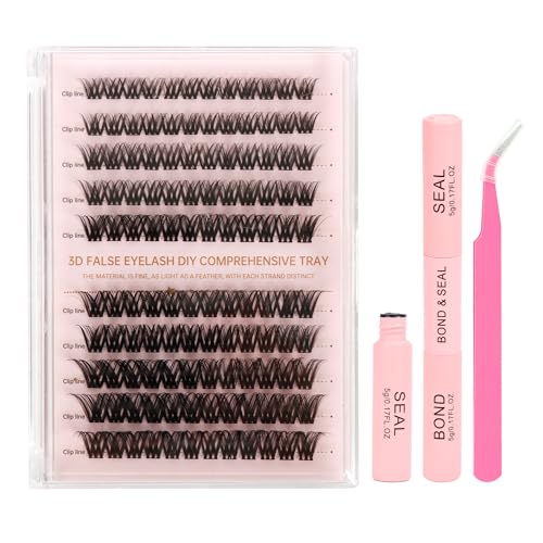 Life Girls 3D False Eyelash Extensions Kit, C Curl, Thai-Style Lash Clusters, 11-16mm, 120 Pieces, Includes Adhesive, Remover and Tweezers
