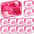 Rtteri 12 Pcs Galentine's Day Gift Bags Hot Pink Clear Makeup Bag with Frame Happy Galentine's Day Makeup Cosmetic Bag Toiletry Storage Purse Bulk for Friends Valentine Party Favors