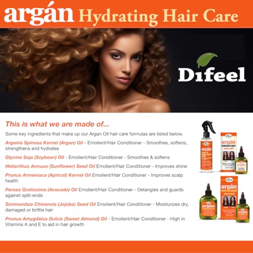 Difeel Argan Hydrating Premium Hair Oil 8 oz. - Hair Oil for Dry Hair and Natural Hair Oil Treatment