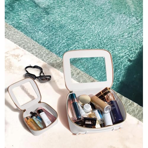 LETGO Clear Makeup Bags Set - TSA Approved Toiletry Bags with Zipper, Makeup Organizer for Carry-on Travel Essentials, Car Essentials Bags for Women & Men (Mini+Large White)