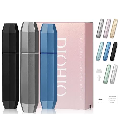 5ml Perfume Atomizer Travel Refillable, 3PCS Perfume Travel Refillable Bottle,Bottom-Filling Fragrances Perfumes Bottle,Mini Cologne Dispenser,Portable Sprayer (black-grey-blue)