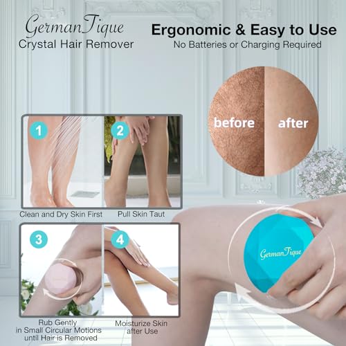 Crystal Hair Eraser,Upgraded Crystal Hair Remover Diamond,Painless and Effective Nano Glass Hair Removal Stone and Skin Exfoliation,Natural Epilator for Women and Men(Ocean Blue)