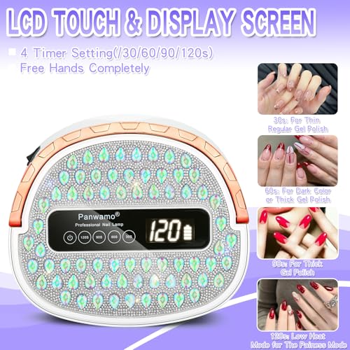 UV LED Nail Lamp, Rechargeable Cordless Nail Dryer for Gel Polish, UV Nail Light with 45 Beads and Handle, Professional Quick Dry Curing Lamp with 4 Timers Setting for Salon and Home