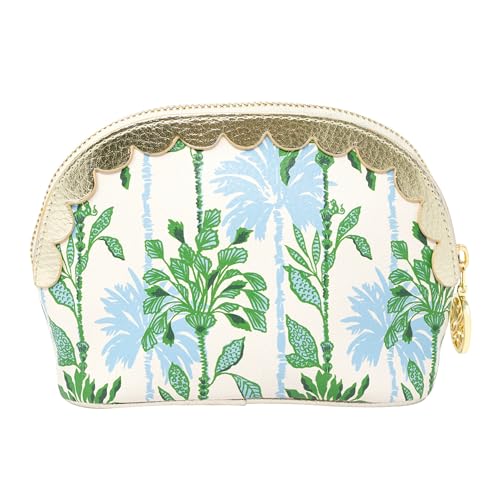 Lilly Pulitzer Vegan Leather Zipper Pouch with Scallop Edge, Cute Pencil Case for Adults, Travel Toiletry Bag, Small Pouch Bag for Supplies, Makeup or Toiletries (Swayin in the Breeze)
