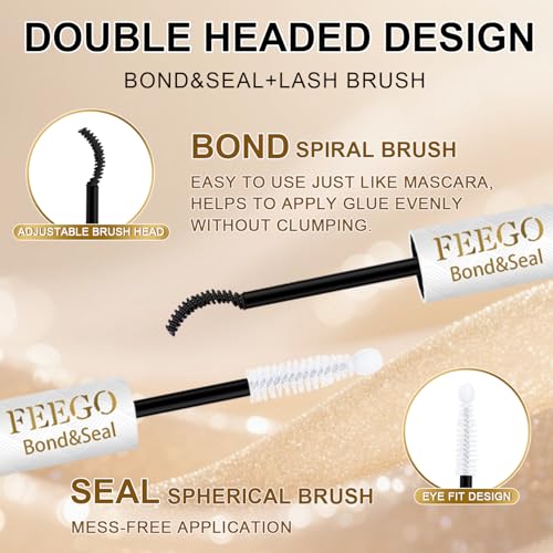 FEEGO Natural Lash Extension Kit 168Pcs Lash Clusters Kit Wispy Eyelash Extensions Individual Lashes Extensions with Bond and Seal Lash Glue and Eyelash Extension Tweezers DIY (9-12 MM)