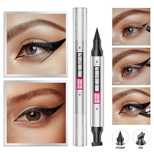 2-in-1 Double Head Winged Eyeliner Stamp - Waterproof, Smudge-Proof & Fade-Resistant Black Liquid Liner Cat Eyes