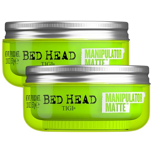 TIGI Bed Head Hair Wax, Manipulator Matte 2-Pack ? Strong Hold Wax to Paste, Hair Styling Products for Women and Men, Tropical Fruit Fragrance, 2.01 Oz Ea