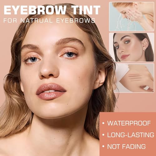 Tattoo Eyebrow Gel Easy Peel Off - Eyebrow Tint Peel Off Long-Lasting Waterproof Transfer-Proof Brow Gel For Fuller & Defined Looking Eyebrows (Dark Brown)