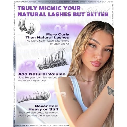 EYDEVRO Natural Lash Clusters Kit Wispy Eyelash Clutsers Kit 10-16mm Cluster Eyelash Extensions D Curl Lash Extension Kit Salon-quality Cluster Lashes at Home Lash Bond and Seal, Tweezers, Brush
