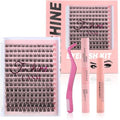 Fenshine Cluster Lashes Individual Lashes Wide Stem 168 PCS D Curl 9-16mm Length DIY Eyelash Extension Individual Soft False for Personal Use at Home
